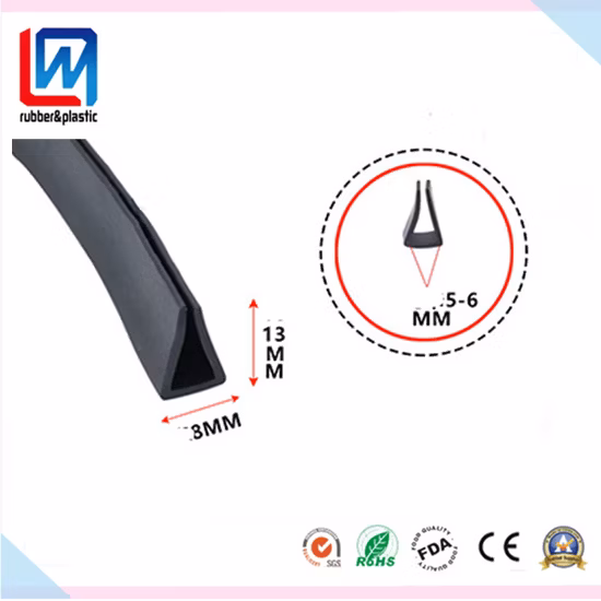 Perfil de extrusión de caucho sólido de silicona EPDM para equipos de maquinaria, vidrio